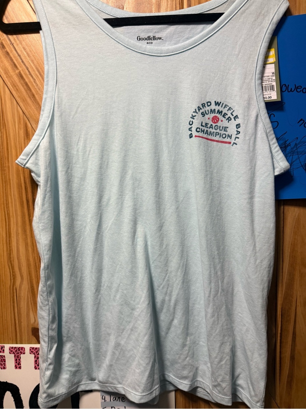 Goodfellow & Co Light Blue Tank with Backyard Wiffle Ball Chest Graphic